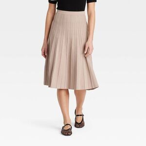 A New Day - Women's Pleated Midi Sweater Skirt - A New Day Tan Tan